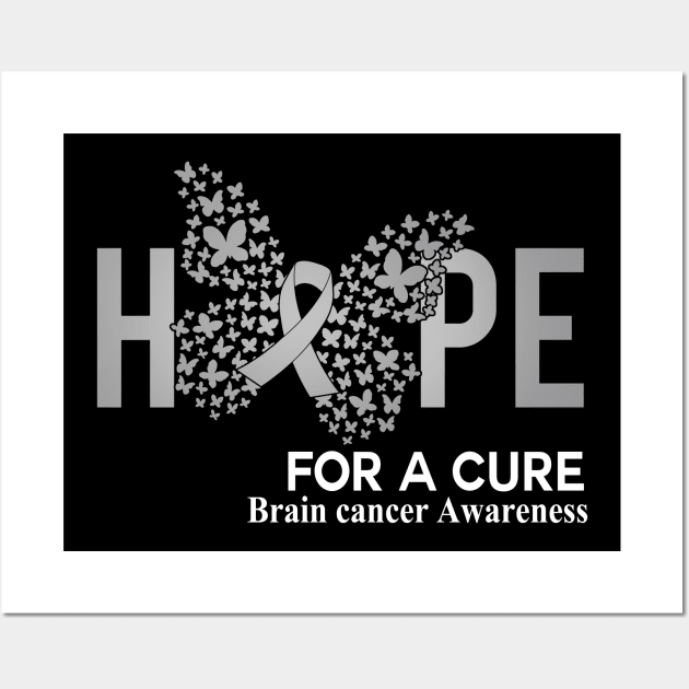 Hope For A Cure Butterfly Gift Brain cancer Wall Art by HomerNewbergereq